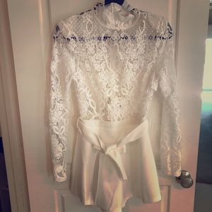 White Lace Sheer Top Romper